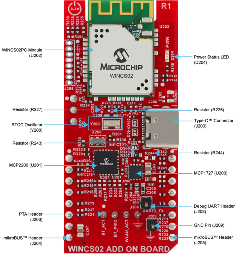 Mechanical Drawing - Microchip Technology WINCS02 Add On Board